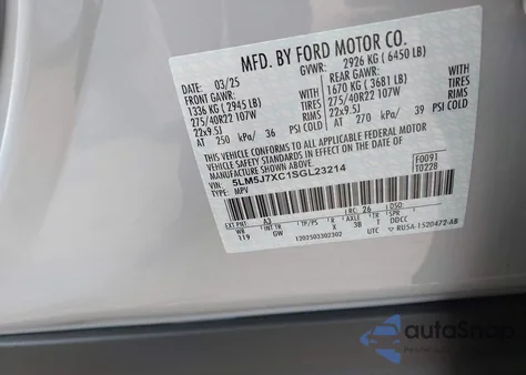 2025 Lincoln Aviator Reserve from USA, damaged, VIN 5LM5J7XC1SGL23214